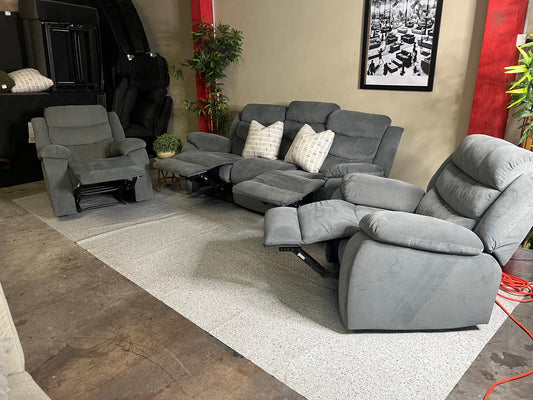 Grey recliner lounge suite